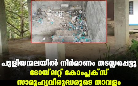 പുളിയന്മലയില്‍ നിര്‍മാണം തടസ്സപ്പെട്ടു ടോയ്‌ലറ്റ് കോംപ്ലക്‌സ് സാമൂഹ്യവിരുദ്ധരുടെ താവളം