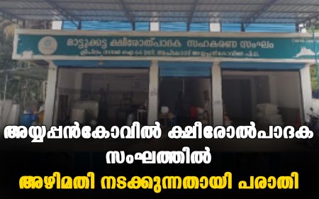 അയ്യപ്പന്‍കോവില്‍ ക്ഷീരോല്‍പാദക സംഘത്തില്‍ അഴിമതി നടക്കുന്നതായി പരാതി