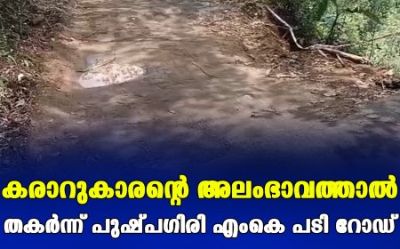 കരാറുകാരന്റെ അലംഭാവത്താല്‍ തകര്‍ന്ന് പുഷ്പഗിരി എംകെ പടി റോഡ്
