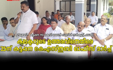 പീരുമേട്- കട്ടപ്പന 110 കെവി ലൈന്‍ ഡബിള്‍ സര്‍ക്യൂട്ട് പദ്ധതി  കലക്ടറുടെ ഉത്തരവിനെതിരെ 25ന് കട്ടപ്പന കെഎസ്ഇബി ഓഫീസ് മാര്‍ച്ച്