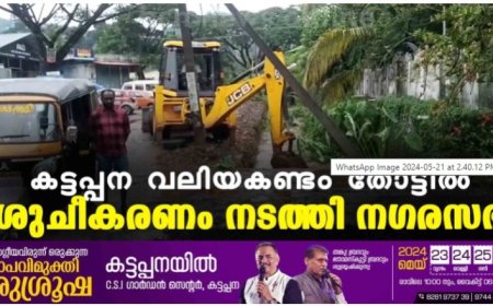 കട്ടപ്പന വലിയകണ്ടം തോട്ടില് ശുചീകരണം നടത്തി നഗരസഭ