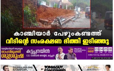 കാഞ്ചിയാർ പേഴുംകണ്ടത്ത് വീടിന്റെ സംരക്ഷണ ഭിത്തി ഇടിഞ്ഞു