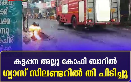 കട്ടപ്പന അല്ലു കോഫീ ബാറിൽ ഗ്യാസ് സിലണ്ടറിൽ തീ പിടിച്ചു