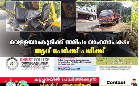 വെള്ളയാംകുടിക്ക് സമീപം വാഹനാപകടം: ആറ് പേര്‍ക്ക് പരിക്ക്