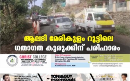 ആലടി മേരികുളം റൂട്ടിലെ ഗതാഗത കുരുക്കിന് പരിഹാരം
