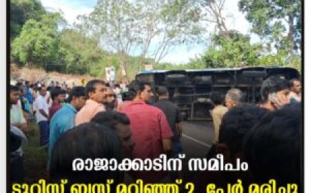 രാജാക്കാടിന് സമീപം ടൂറിസ്റ്റ് ബസ് മറിഞ്ഞ് 2 പേർ മരിച്ചു