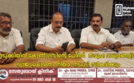 ഇടുക്കിയില്‍ കോണ്‍ഗ്രസിന്റെ പേരില്‍ സമൂഹ മാധ്യമങ്ങളില്‍ വ്യാജ പ്രചാരണം: നിയമ നടപടി സ്വീകരിക്കും