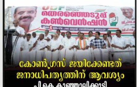 കോണ്‍ഗ്രസ് ജയിക്കേണ്ടത് ജനാധിപത്യത്തിന് ആവശ്യം : പി.കെ കുഞ്ഞാലിക്കുട്ടി