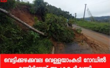 വെട്ടിക്കുഴക്കവല വെള്ളയാംകുടി റോഡിൽ മണ്ണിടിഞ്ഞ് അപകട ഭീഷണി