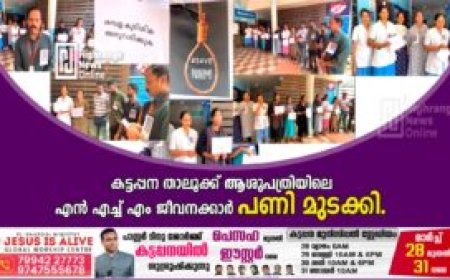 കട്ടപ്പന താലൂക്ക് ആശുപത്രി എൻഎച്ച്എം ജീവനക്കാർ പണിമുടക്കി