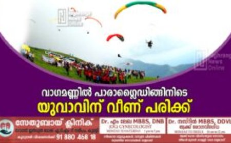 വാഗമണ്ണില്‍ പാരാഗ്ലൈഡിങ്ങിനിടെ യുവാവിന് വീണ് പരിക്ക്