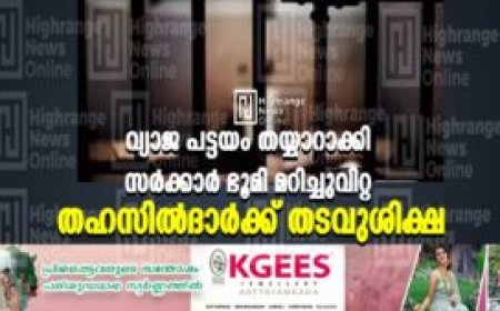 വ്യാജ പട്ടയം തയ്യാറാക്കി സര്‍ക്കാര്‍ ഭൂമി മറിച്ചുവിറ്റ തഹസില്‍ദാര്‍ക്ക് തടവുശിക്ഷ