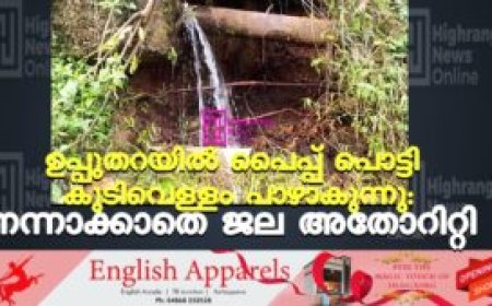 ഉപ്പുതറയില്‍ പൈപ്പ് പൊട്ടി കുടിവെള്ളം പാഴാകുന്നു: നന്നാക്കാതെ ജല അതോറിറ്റി