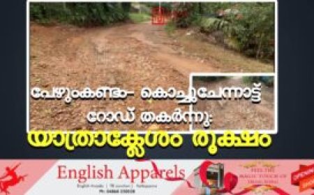 പേഴുംകണ്ടം- കൊച്ചുചേന്നാട്ട് റോഡ് തകര്‍ന്നു: യാത്രാക്ലേശം രൂക്ഷം