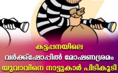 കട്ടപ്പനയിലെ വർക്ക്ഷോപ്പിൽ മോഷണശ്രമം: യുവാവിനെ നാട്ടുകാർ പിടികൂടി