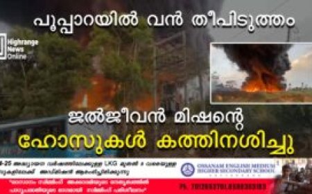 പൂപ്പാറയില്‍ വന്‍ തീപിടുത്തം: ജല്‍ജീവന്‍ മിഷന്റെ ഹോസുകള്‍ കത്തിനശിച്ചു