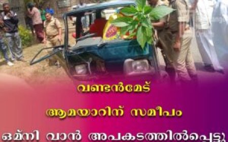 വണ്ടന്‍മേട് ആമയാറിന് സമീപം ഒമ്‌നി വാന്‍ മറിഞ്ഞു: ചേമ്പളം സ്വദേശിക്ക് പരിക്ക്