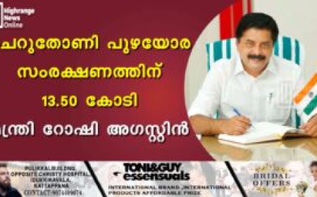 ചെറുതോണി പുഴയോര സംരക്ഷണത്തിന് 13.50 കോടി: മന്ത്രി റോഷി അഗസ്റ്റിന്‍