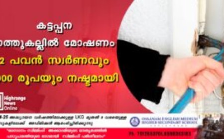കട്ടപ്പന നത്തുകല്ലിൽ മോഷണം: 2 പവൻ സ്വർണവും 5000 രൂപയും നഷ്ടമായി