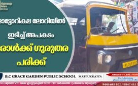 ഓട്ടോറിക്ഷ ലോറിയില്‍ ഇടിച്ച് അപകടം: ഒരാള്‍ക്ക് ഗുരുതര പരിക്ക്