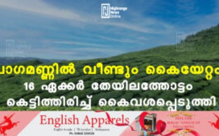 വാഗമണ്ണില്‍ വീണ്ടും കൈയേറ്റം: 16 ഏക്കര്‍ തേയിലത്തോട്ടം കെട്ടിത്തിരിച്ച് കൈവശപ്പെടുത്തി
