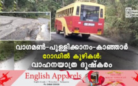 വാഗമണ്‍- പുള്ളിക്കാനം- കാഞ്ഞാര്‍ റോഡില്‍ കുഴികള്‍: വാഹനയാത്ര ദുഷ്‌കരം