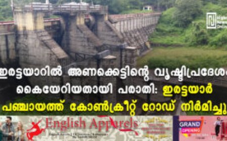 ഇരട്ടയാറില്‍ അണക്കെട്ടിന്റെ വൃഷ്ടിപ്രദേശം കൈയേറിയതായി പരാതി: ഇരട്ടയാര്‍ പഞ്ചായത്ത് കോണ്‍ക്രീറ്റ് റോഡ് നിര്‍മിച്ചു