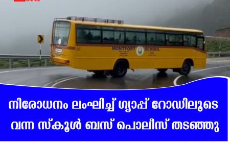 നിരോധനം ലംഘിച്ച് ഗ്യാപ്പ് റോഡിലൂടെ വന്ന സ്‌കൂള്‍ ബസ് പൊലീസ് തടഞ്ഞു