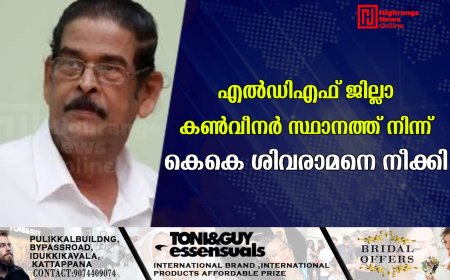 എല്‍ഡിഎഫ് ജില്ലാ കണ്‍വീനര്‍ സ്ഥാനത്ത് നിന്ന് കെകെ ശിവരാമനെ നീക്കി