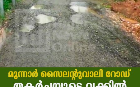 മൂന്നാര്‍ സൈലന്റുവാലി റോഡ് തകര്‍ച്ചയുടെ വക്കില്‍  
