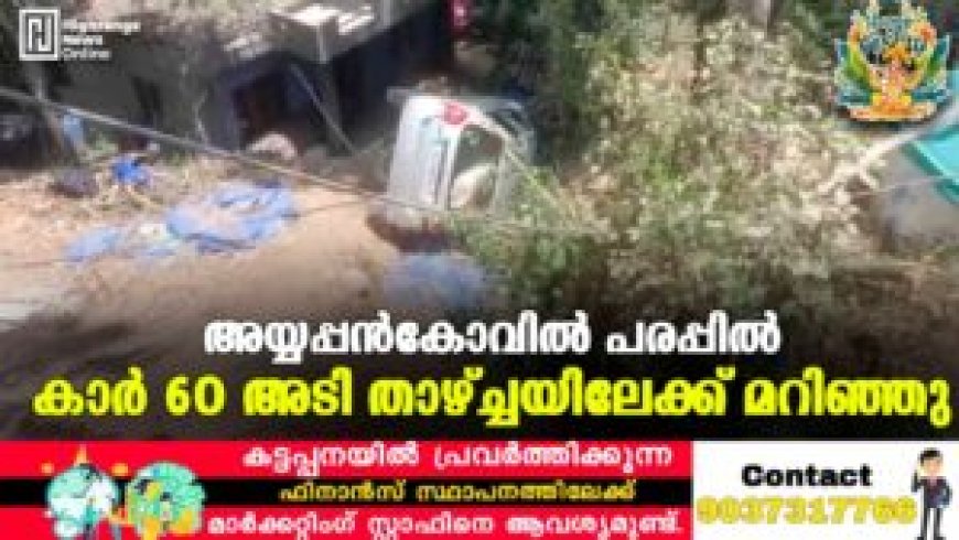 അയ്യപ്പൻകോവിൽ പരപ്പിൽ കാർ 60 അടി താഴ്ച്ചയിലേക്ക് മറിഞ്ഞു