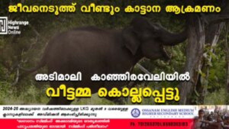 ജീവനെടുത്ത് വീണ്ടും കാട്ടാന ആക്രമണം: അടിമാലി കാഞ്ഞിരവേലിയിൽ  വീട്ടമ്മ കൊല്ലപ്പെട്ടു