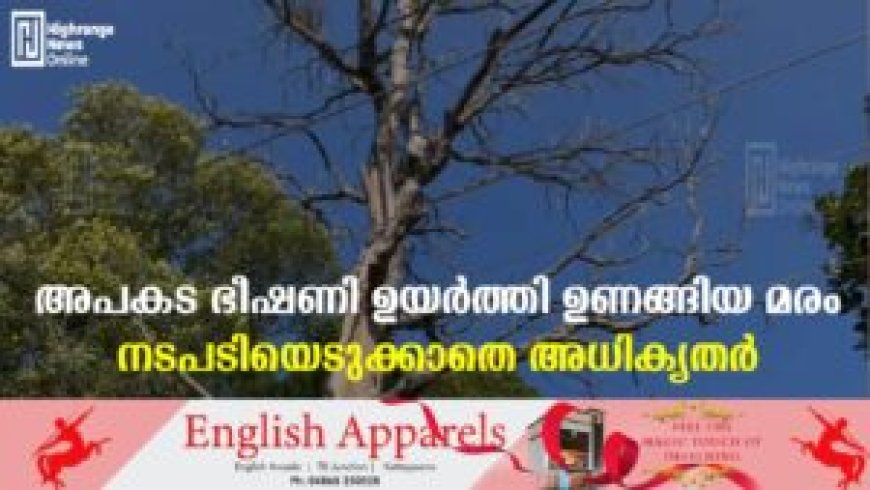അപകട ഭീഷണി ഉയര്‍ത്തി ഉണങ്ങിയ മരം: നടപടിയെടുക്കാതെ അധികൃതര്‍