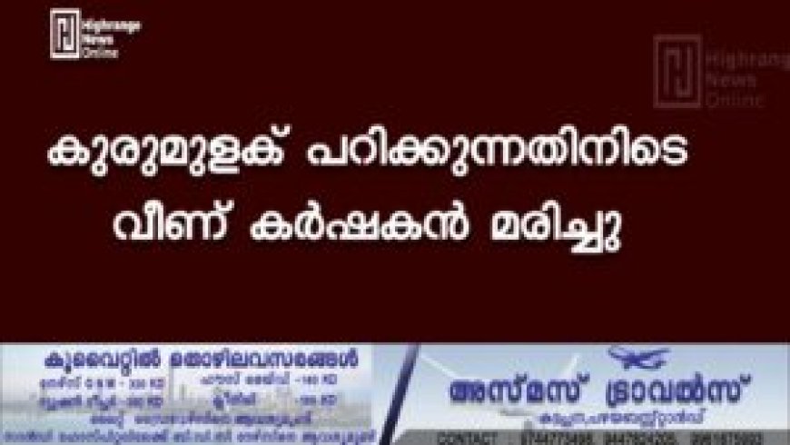കുരുമുളക് പറിക്കുന്നതിനിടെ വീണ് കര്‍ഷകന്‍ മരിച്ചു