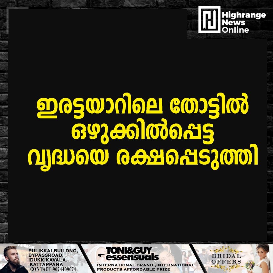 ഇരട്ടയാറിലെ തോട്ടിൽ വീണ വൃദ്ധയെ രക്ഷപ്പെടുത്തി