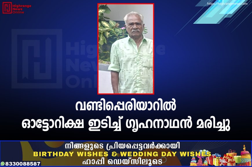 വണ്ടിപ്പെരിയാറില്‍ ഓട്ടോറിക്ഷ ഇടിച്ച് ഗൃഹനാഥന്‍ മരിച്ചു