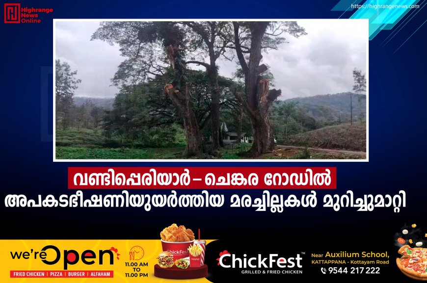 വണ്ടിപ്പെരിയാര്-ചെങ്കര റോഡില് അപകടഭീഷണിയുയര്ത്തിയ മരച്ചില്ലകള് മുറിച്ചുമാറ്റി