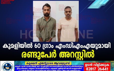 കുമളിയില്‍ 60 ഗ്രാം എംഡിഎംഎയുമായി രണ്ടുപേര്‍ അറസ്റ്റില്‍
