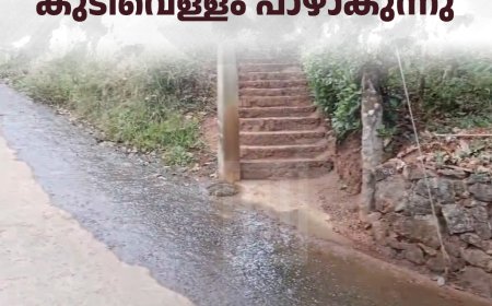  മാട്ടുക്കട്ട പഴയ ഗ്രേസ് ഗാര്‍ഡന്‍ സ്‌കൂളിന് സമീപം പൈപ്പ് പൊട്ടി കുടിവെള്ളം പാഴാകുന്നു
