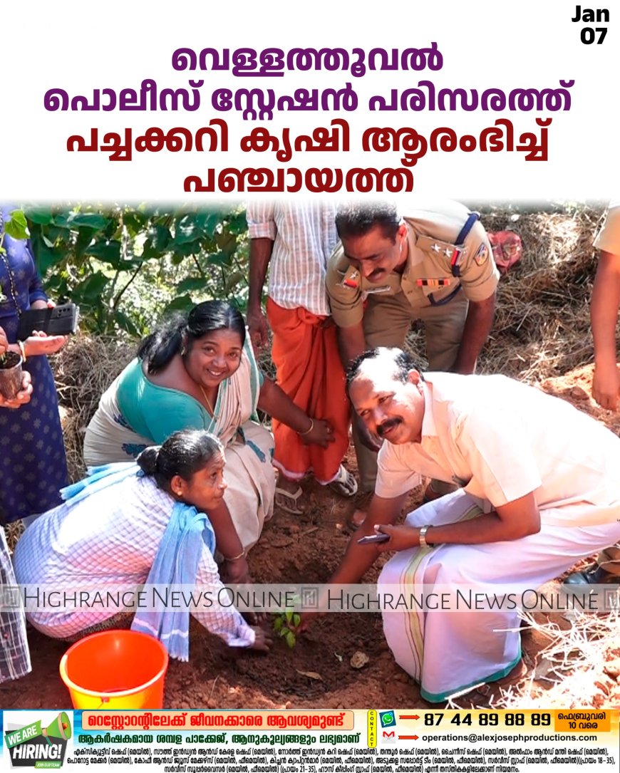 വെള്ളത്തൂവല് പൊലീസ് സ്റ്റേഷന് പരിസരത്ത് പച്ചക്കറി കൃഷി ആരംഭിച്ച് പഞ്ചായത്ത്