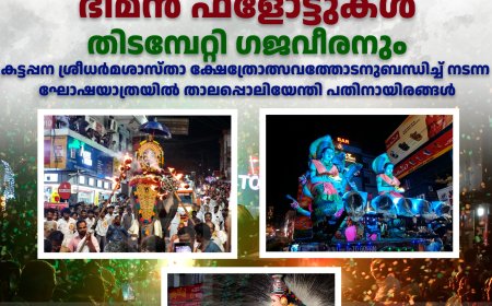 കട്ടപ്പനയെ കളര്‍ഫുള്ളാക്കി ഘോഷയാത്ര: ദേവീദേവന്‍മാരുടെ ഭീമന്‍ ഫ്ളോട്ടുകള്‍: തിടമ്പേറ്റി ഗജവീരനും: കട്ടപ്പന ശ്രീധര്‍മശാസ്താ ക്ഷേത്രോത്സവത്തോടനുബന്ധിച്ച് നടന്ന ഘോഷയാത്രയില്‍ താലപ്പൊലിയേന്തി പതിനായിരങ്ങള്‍