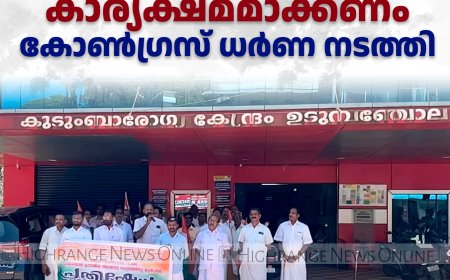 ഉടുമ്പന്‍ചോല കുടുംബാരോഗ്യ കേന്ദ്രത്തിന്റെ പ്രവര്‍ത്തനം കാര്യക്ഷമമാക്കണം: കോണ്‍ഗ്രസ് ധര്‍ണ നടത്തി