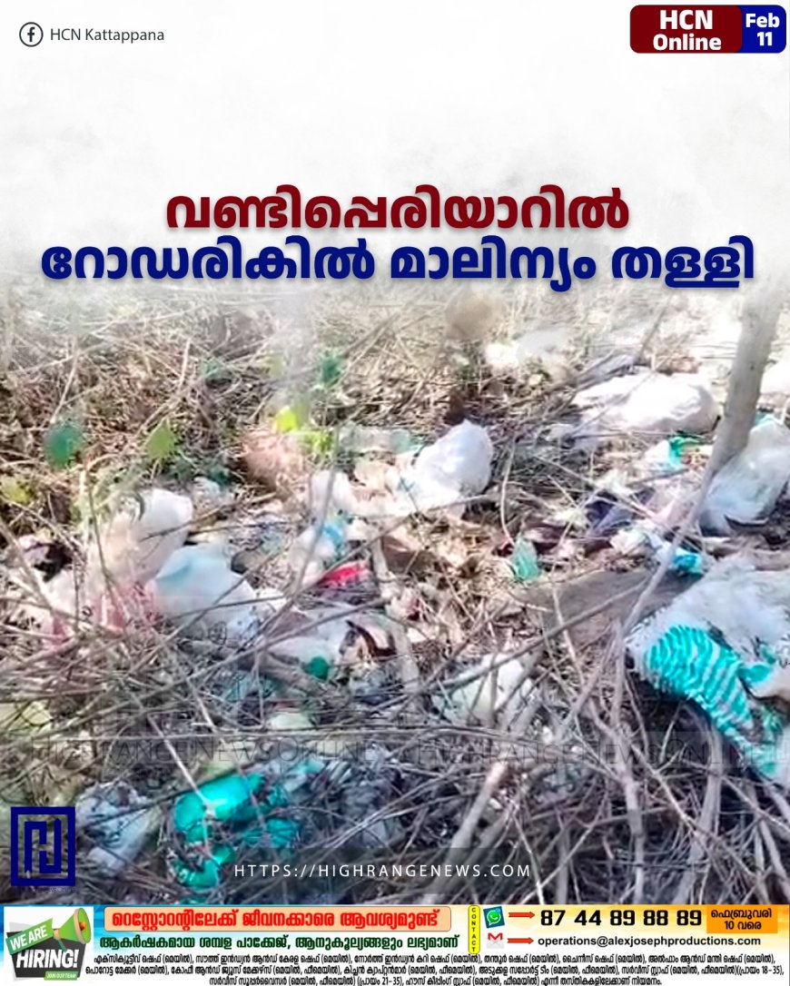 വണ്ടിപ്പെരിയാറില് റോഡരികില് മാലിന്യം തള്ളി
