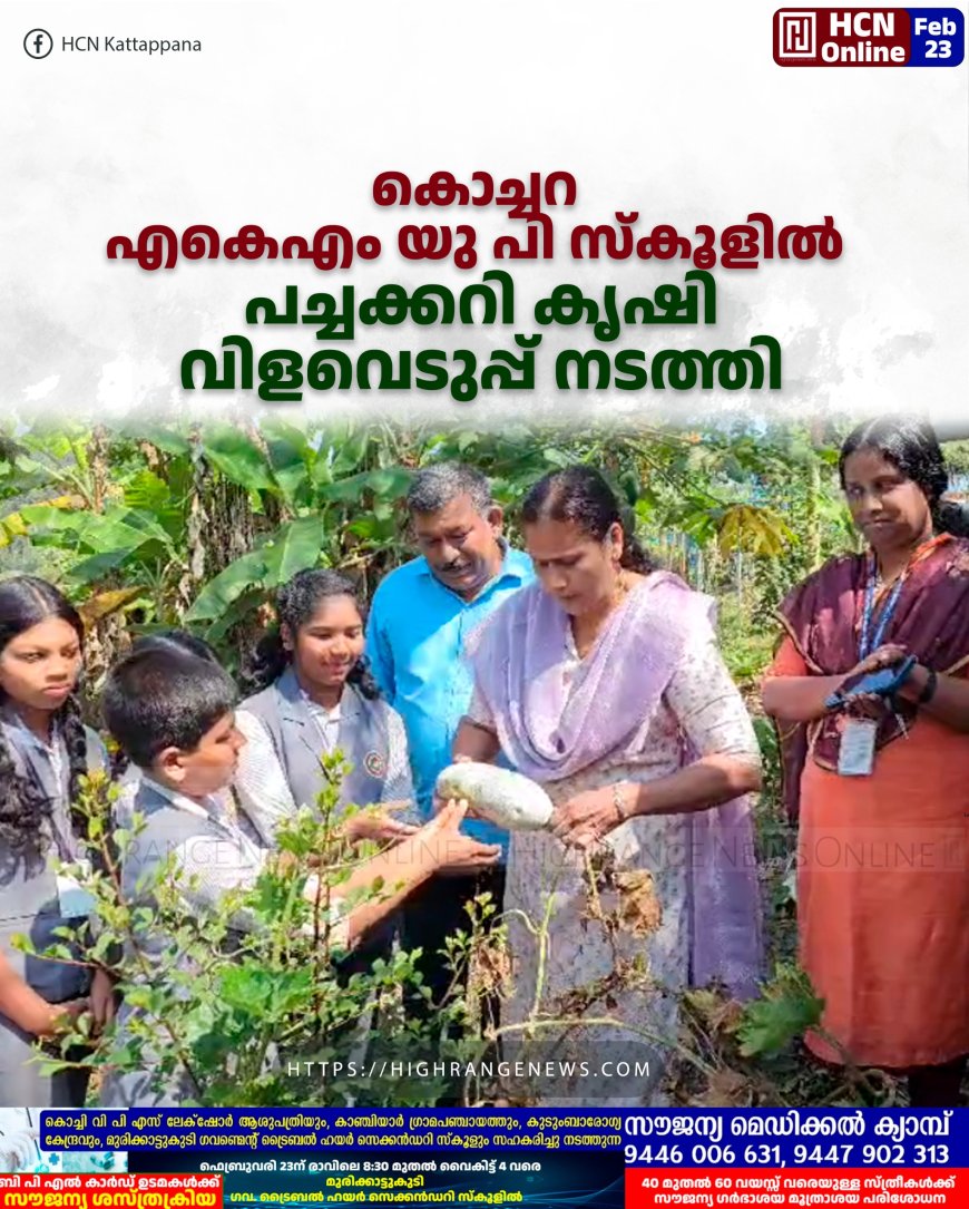 കൊച്ചറ എകെഎം യു പി സ്കൂളില് പച്ചക്കറി കൃഷി വിളവെടുപ്പ് നടത്തി