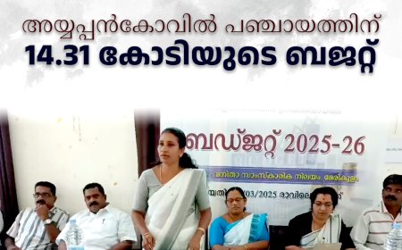 അയ്യപ്പന്‍കോവില്‍ പഞ്ചായത്തിന് 14.31 കോടിയുടെ ബജറ്റ്