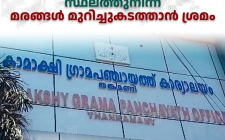 കാമാക്ഷി പഞ്ചായത്തിന്റെ സ്ഥലത്തുനിന്ന് മരങ്ങള്‍ മുറിച്ചുകടത്താന്‍ ശ്രമം 