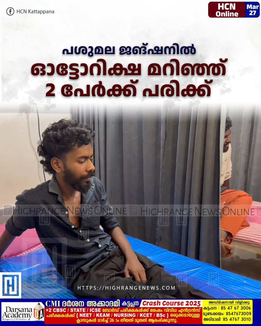 പശുമല ജങ്ഷനില്‍ ഓട്ടോറിക്ഷ മറിഞ്ഞ് 2 പേര്‍ക്ക് പരിക്ക് 
