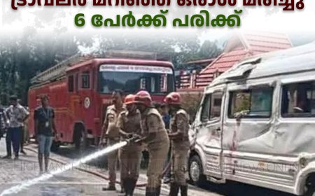 വാഗമണ്‍- ഈരാറ്റുപേട്ട റോഡില്‍ ട്രാവലര്‍ മറിഞ്ഞ് ഒരാള്‍ മരിച്ചു: 6 പേര്‍ക്ക് പരിക്ക്