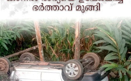 ആലടി അപകടം: മറിഞ്ഞ കാറില്‍ ഭാര്യയെ ഉപേക്ഷിച്ച് ഭര്‍ത്താവ് മുങ്ങി