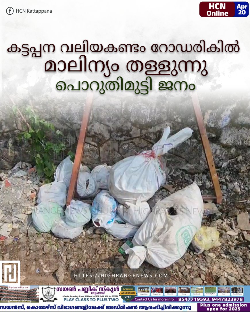 കട്ടപ്പന വലിയകണ്ടം റോഡരികില്‍ മാലിന്യം തള്ളുന്നു: പൊറുതിമുട്ടി ജനം